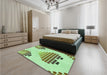 Patterned Light Green Rug in a Bedroom, pat1699grn