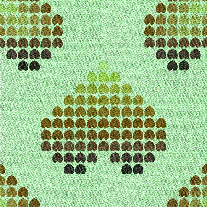 Round Patterned Light Green Rug, pat1699grn