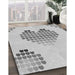 Machine Washable Transitional Gunmetal Gray Rug in a Family Room, wshpat1699gry