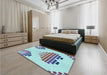 Patterned Slate Blue Grey Blue Rug in a Bedroom, pat1699lblu