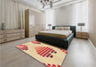 Patterned Khaki Gold Rug in a Bedroom, pat1699org