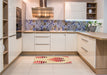 Patterned Khaki Gold Rug in a Kitchen, pat1699org