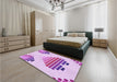 Patterned Blossom Pink Rug in a Bedroom, pat1699pur