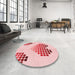 Round Patterned Red Rug in a Office, pat1699rd