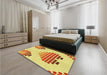 Patterned Orange Rug in a Bedroom, pat1699yw