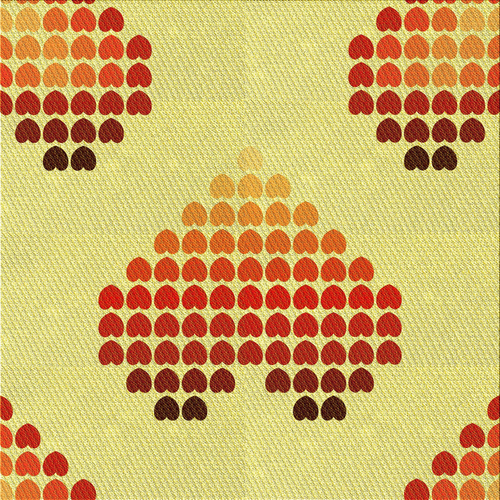 Round Patterned Orange Rug, pat1699yw