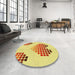 Round Patterned Orange Rug in a Office, pat1699yw