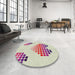 Round Patterned Raspberry Purple Novelty Rug in a Office, pat1699