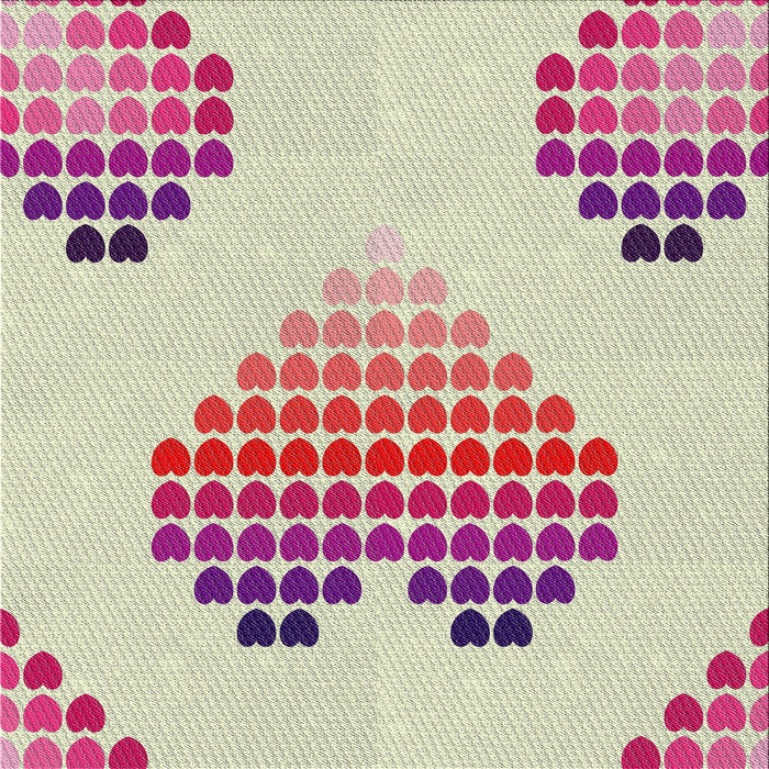 Square Patterned Raspberry Purple Novelty Rug, pat1699