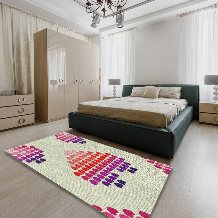 Patterned Raspberry Purple Novelty Rug in a Bedroom, pat1699