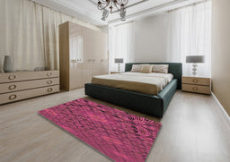 Patterned Violet Red Pink Novelty Rug in a Bedroom, pat169