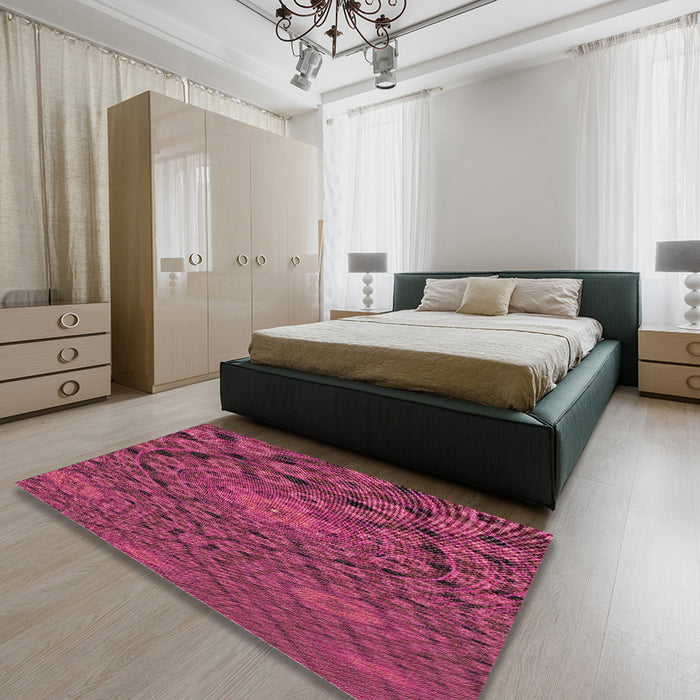 Patterned Violet Red Pink Novelty Rug in a Bedroom, pat169