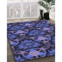 Patterned Midnight Blue Rug, pat17blu