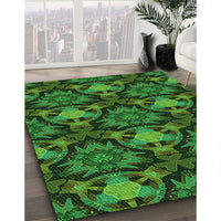 Patterned Dark Forest Green Rug, pat17grn