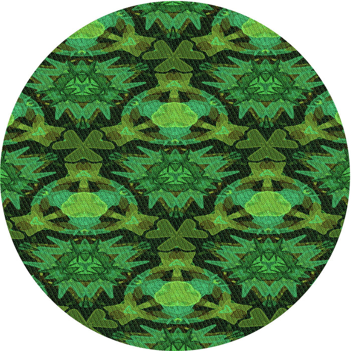 Square Patterned Dark Forest Green Rug, pat17grn