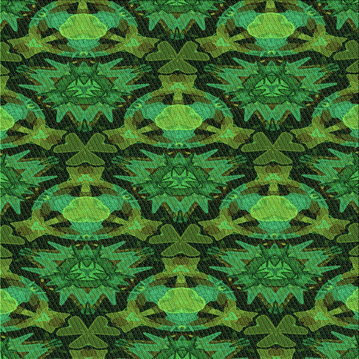 Round Machine Washable Transitional Dark Forest Green Rug, wshpat17grn