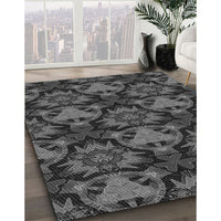 Patterned Charcoal Black Rug, pat17gry