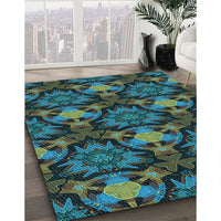 Patterned Deep-Sea Green Rug, pat17lblu