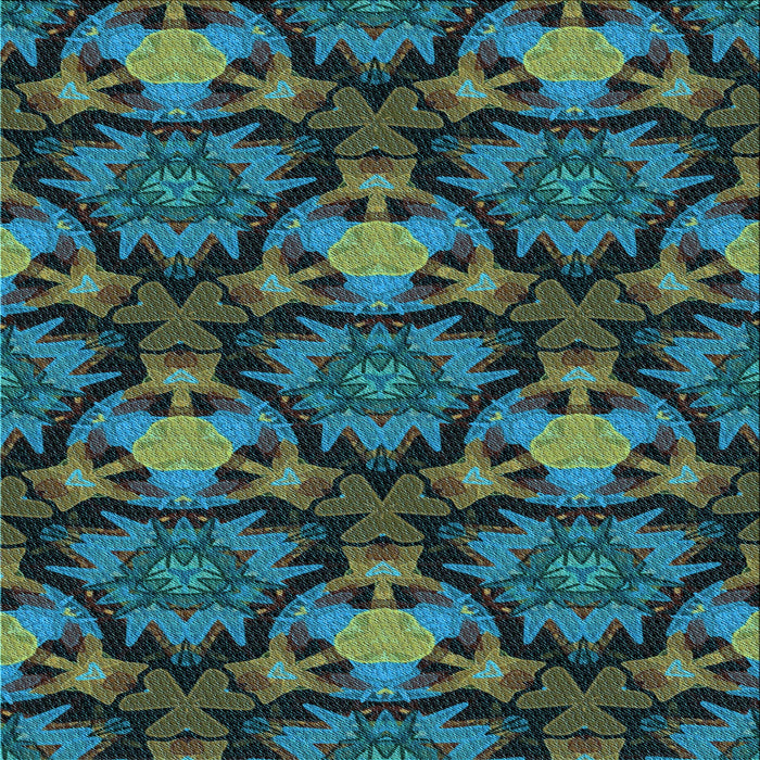 Round Machine Washable Transitional Deep-Sea Green Rug, wshpat17lblu