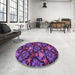 Round Patterned Dark Orchid Purple Rug in a Office, pat17pur