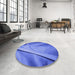 Round Patterned Sky Blue Rug in a Office, pat170blu