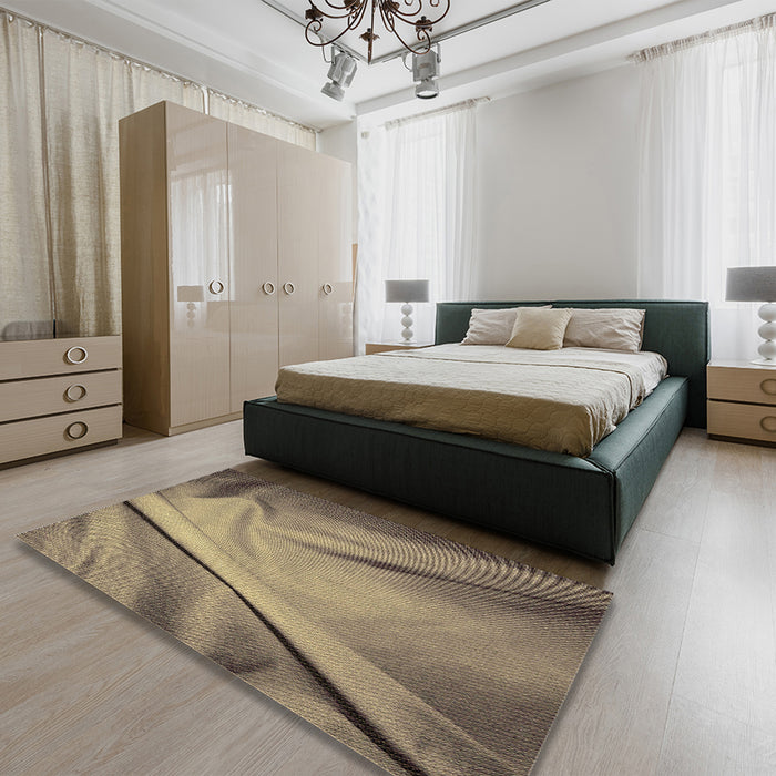 Patterned Brass Green Rug in a Bedroom, pat170brn