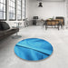 Round Patterned Blue Rug in a Office, pat170lblu