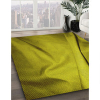 Patterned Dark Yellow Green Rug, pat170yw