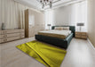 Patterned Dark Yellow Green Rug in a Bedroom, pat170yw