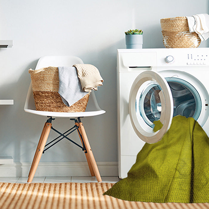 Machine Washable Transitional Dark Yellow Green Rug in a Washing Machine, wshpat170yw