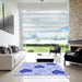 Square Patterned Light Slate Blue Rug in a Living Room, pat1700blu