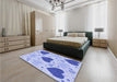 Patterned Light Slate Blue Rug in a Bedroom, pat1700blu