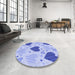 Round Patterned Light Slate Blue Rug in a Office, pat1700blu