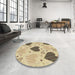 Round Patterned Copper Brown Rug in a Office, pat1700brn