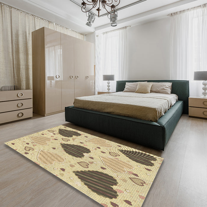 Patterned Copper Brown Rug in a Bedroom, pat1700brn