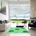 Machine Washable Transitional Jade Green Rug in a Kitchen, wshpat1700grn