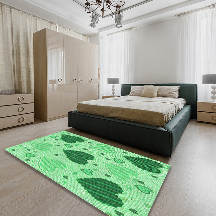 Patterned Jade Green Rug in a Bedroom, pat1700grn