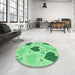 Round Patterned Jade Green Rug in a Office, pat1700grn