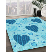 Patterned Deep Sky Blue Rug, pat1700lblu