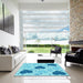 Square Patterned Deep Sky Blue Rug in a Living Room, pat1700lblu