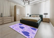 Patterned Medium Slate Blue Rug in a Bedroom, pat1700pur