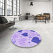 Round Patterned Medium Slate Blue Rug in a Office, pat1700pur