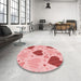 Round Patterned Red Rug in a Office, pat1700rd