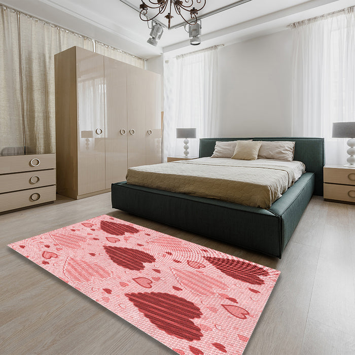 Patterned Red Rug in a Bedroom, pat1700rd