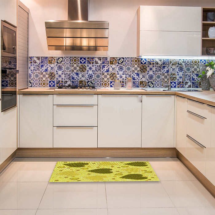 Patterned Yellow Rug in a Kitchen, pat1700yw