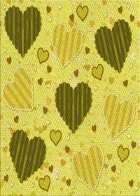 Machine Washable Transitional Yellow Rug, wshpat1700yw