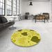 Round Patterned Yellow Rug in a Office, pat1700yw