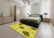 Patterned Yellow Rug in a Bedroom, pat1700yw