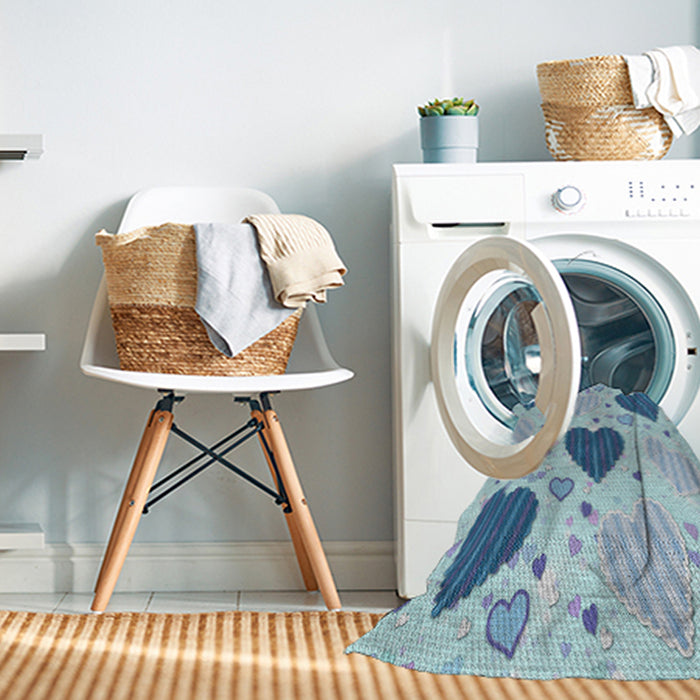 Machine Washable Transitional Steel Blue Rug in a Washing Machine, wshpat1700