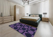 Patterned Purple Sage Bush Purple Rug in a Bedroom, pat1701blu